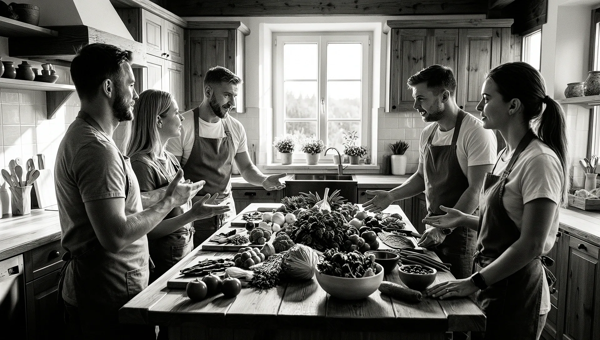 Raw nutritional elements on a rustic surface